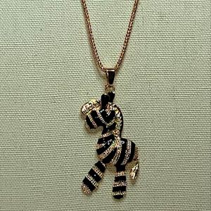 Retro Betsy Johnson Zebra Pendant Necklace